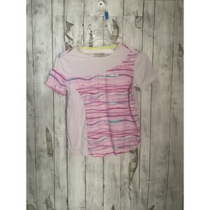 Moodytiger Pink Blue Wave Print Athletic T-Shirt Girls Size 12 150cm Activewear